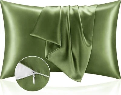 Paquete de 2 fundas de almohada de satén con cremallera tamaño estándar 20x26 coral seda como refrigeración Foto 1 de 4