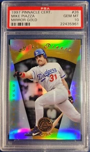 1997 Pinnacle Certified Mike Piazza Mirror Gold PSA 10 Pop 7 Dodgers HOF - Picture 1 of 2