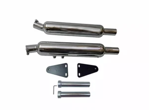 Par de silenciadores de escape cromados aptos para AEW 201 Royal Enfield GT e Interceptor 650 - Imagen 1 de 5