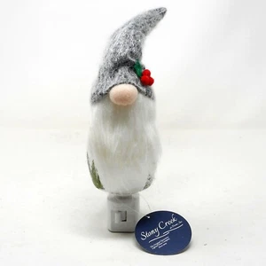 Stony Creek Decorative Lighted Glass Gnome with Grey Hat 9" Night Light SSG25D - Picture 1 of 8