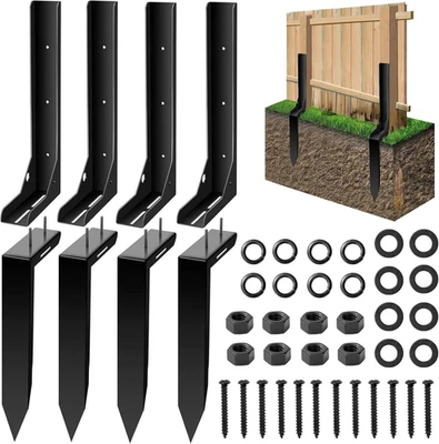 Kit de reparación de postes de valla, paquete de 4 4x4/6x6 de acero de alta resistencia poste de valla grupo de anclaje... Foto 1 de 4
