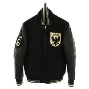 Mens Schott Used Shot SCHOTT Stadium Jacket Mid Weight Wool M Black MI OS GY09 M - Picture 1 of 7