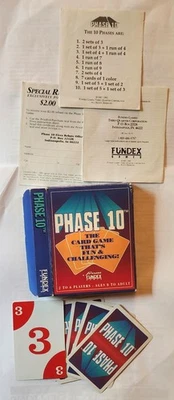 1992 FUNDEX PHASE 10 CARD GAME COMPLETE 8 YRS & UP - 2 TO 6  PLAYERS 9220 VGC - Image 1 of 3