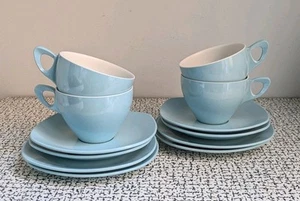 60s Vintage Retro Blue Gaydon Melaware Melamine Set 4 Cups Saucers Plates Picnic - Picture 1 of 8