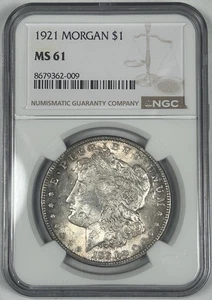 1921 Morgan Silver $1 Dollar Coin NGC MS 61 - Picture 1 of 2