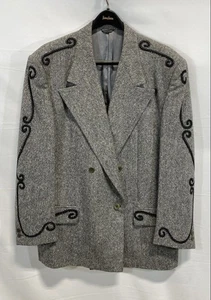 Versace Men's Gray Wool Double-Breasted Blazer Size 52 - Picture 1 of 6