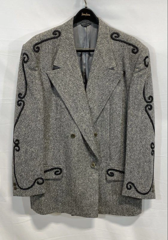 Versace Men's Gray Wool Double-Breasted Blazer Size 52 - Image 1 of 4