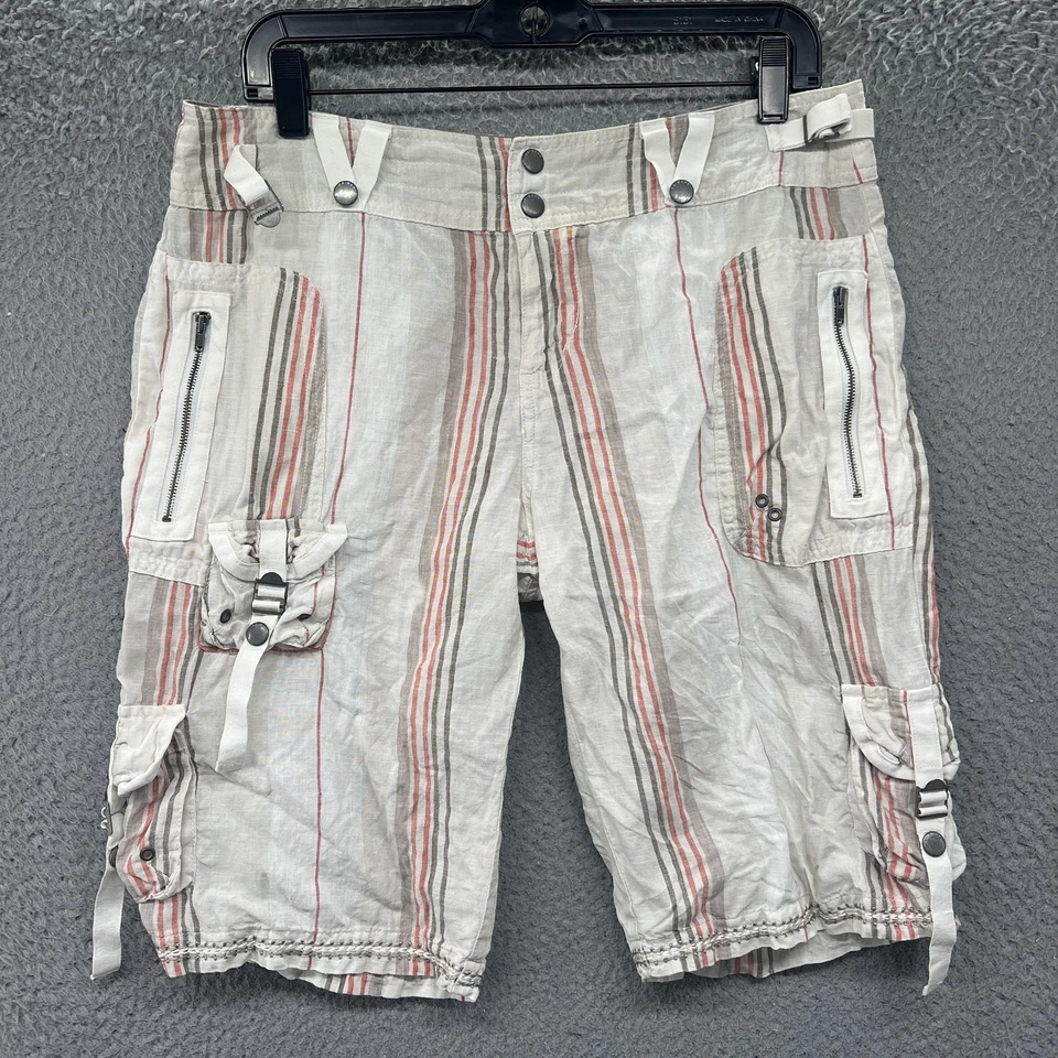 Pantalones Cortos Da-Nang Para Hombre Grandes Bolsillos de Carga Hebilla Utilidad Rayas Rojo Gris Beige Foto 1 de 4