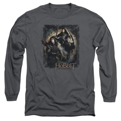 Hobbit Weapons Drawn Mens Long Sleeve Shirt Charcoal Officially Licensed - Image 1 of 2