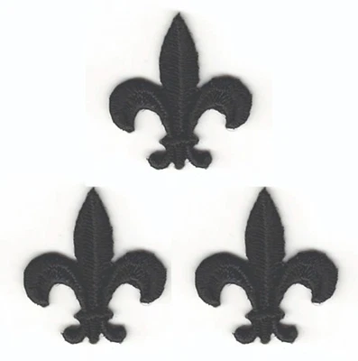 Black Fleur De Lis Patch Lot of 3 Embroidered great for SCA - Image 1 of 2