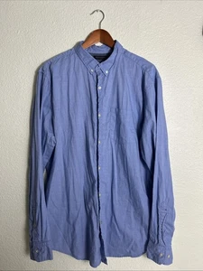 Banana Republic Shirt Men's XLT Camden Fit Custom 078 Wash Button Check Blue - Picture 1 of 10