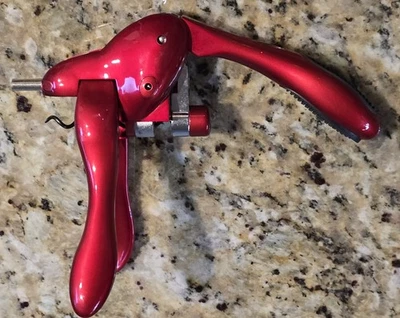 9" Houdini Lever Wine Bottle Opener Corkscrew Red Kitchen Tool Gift  - Image 1 of 4