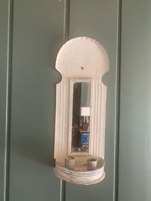 Aplique vela pared metal vintage rústico blanco Foto 1 de 4