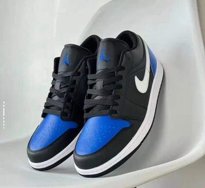 Nike Air Jordan 1 Zapatos Bajos Negro Blanco Juego Real 553558-042 Para hombres Tallas NUEVO Foto 1 de 4