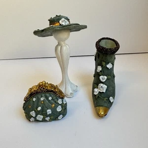 K’s Collection Hand-Painted Miniature Decor Handbag Shoes Figurine Hat Stand set - Picture 1 of 8