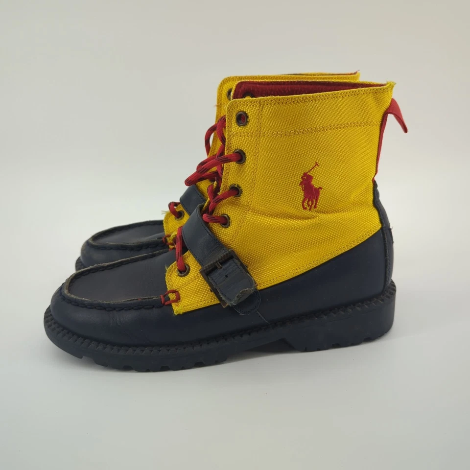 Botas Polo Ralph Lauren Ranger Hi II para niños talla 4,5 cuero azul/amarillo Foto 1 de 4
