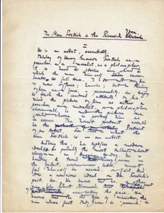 1929 MSS. by JOHN HYDE PRESTON: FOSDICK & RIVERSIDE IDEA w/ NOTES by FOSDICK - Picture 1 of 12
