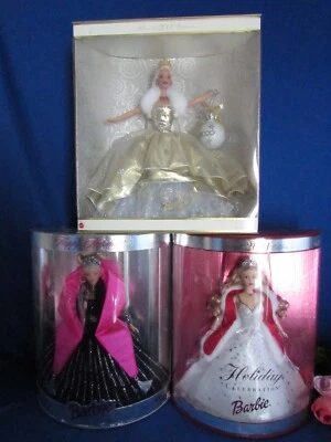 LOT OF 3 HOLIDAY SPECIAL EDITION  BARBIES 1998, 2000. 2001 NIB - Image 1 of 4