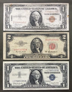 $1 / $2 / $1 💲 VINTAGE CURRENCY LOT FRN 💲 Lot K49 - Picture 1 of 2