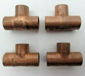 4 Copper Sweat Tee Fittings for 1/2" x 1/2" x 1/2" OD Pipe CxCxC .5" x .5" x .5" - Picture 1 of 2