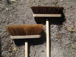 10" Sweeping Brush Handle Stiff Bassine or Soft Coco Set Shafted Yard Broom - Picture 1 of 7