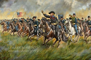 Mark Maritato Signed Civil War Military Print The Wolverines Custer Gettysburg - Picture 1 of 1
