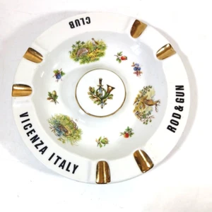 Vicenza Italy Rod And Gun Club Ashtray Pictorial Game Animals Birds - Picture 1 of 8