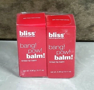 2X Bliss - Bálsamo labial tintado Bang Pow - Get Berried Away - tamaño completo nuevo en caja Foto 1 de 2