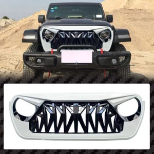 White+Black Front Grill Bumper Mesh Grille Fits For Jeep Gladiator JT 2020-2024 - Picture 1 of 5