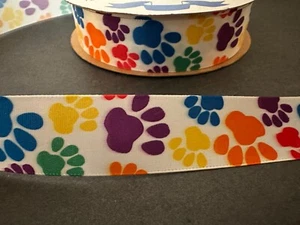 Band Regenbogen Pfoten Stolz Satin 7/8 Zoll breit 5 Yards kostenloser Versand - Bild 1 von 1