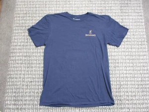 Browning Shirt Men Medium Blue Navy 100% Cotton Hunting Hunter Logo Outdoor Deer - Picture 1 of 9