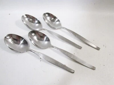 Midcentury Oneida Community Stainless Frostfire 4 Soup Spoons - Image 1 of 3