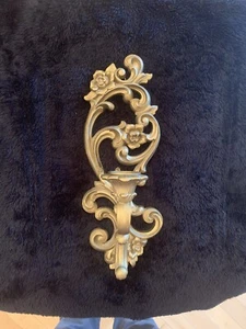 Candelabro Homco 1971 vintage dorado ornamentado decoración de pared 4118 hecho en EE. UU. - Imagen 1 de 7