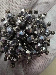 Crystal Cluster Beaded Brooch 1950s Black "Mourning" Statement Pin Vintage - Picture 1 of 4