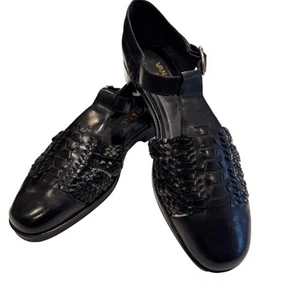 VAN ELI SPORT Women's black leather Mary Jane buckle T-Strap shoes /sandals 8.5 - Picture 1 of 14