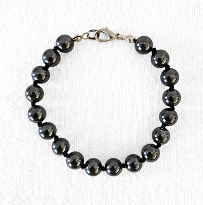 Браслет унисекс с натуральным гематитом бусины 8,3 мм ручной вязки - Изображение 1 из 4