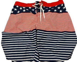 Ocean Current Board Shorts Mens L American Flag Red Blue Stars Stripes Swim - Picture 1 of 5