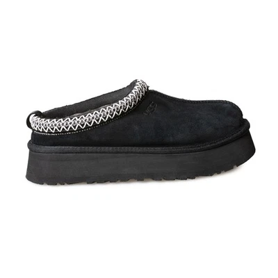 UGG TAZZ BLACK SUEDE SHEEPSKIN MULE PLATFORM WOMEN'S SLIPPERS SIZE US 9/UK 7 NEW Foto 1 de 4