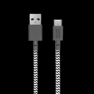 Native Union XL- 10' USB"A' to USB 'C' Charging Cable (Ultra Strength) - Zebra - Image 1 of 4