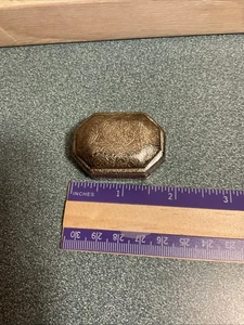 Vintage Pretty Small Floral Box Silver Pill Box 1.5 Inch - Picture 1 of 6