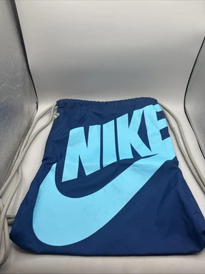 FC8 Nike Drawstring Bag Backpack Cinch Sack Blue/Grey Rope Zip Pocket - Image 1 of 4