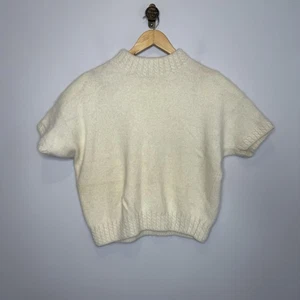 Suéter De Colección 80 90 Chaus Lana De Cordero Angora Para Mujer’s Cuello Simulado Marfil Crema SS - Imagen 1 de 7