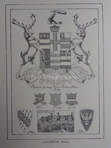 LANGWITH HALL Derbyshire 1899 Print SCARSDALE HUNDRED Old Halls & Manors - Picture 1 of 2