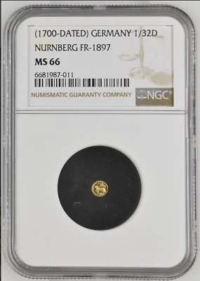 1700 Germany Nurnberg AV 1/32 Ducat. NGC MS66. KM 245; Fr. 1897, only one finer! - Image 1 of 2