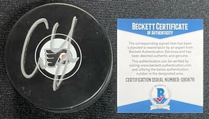 CAM YORK SIGNED PHILADELPHIA FLYERS PUCK BECKETT COA Q90876 - Picture 1 of 1