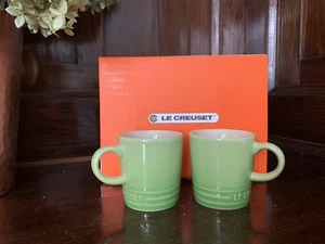 Le Creuset Ombré Lime Green Espresso Mugs 3.5 Ounces Set Of 2 NEW - Picture 1 of 4