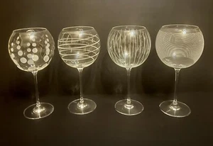 Mikasa Cheers Balloon Crystal Wine Goblets Different Designs Set Of 4 (T1) - Picture 1 of 6