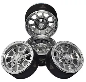 Llantas de ruedas sobre orugas Beadlock de aluminio pesado NHX RC 1,9" - plateadas 4 piezas/juego - Imagen 1 de 5