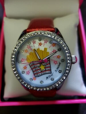 RELOJ BETSEY JOHNSON "GOLDEN FRIES" CORREA PLATA/ROJO Foto 1 de 4
