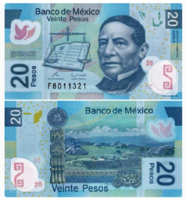 2006-2010 Mexico 20 Pesos P-122 UNC NEW Banknote - Image 1 of 2